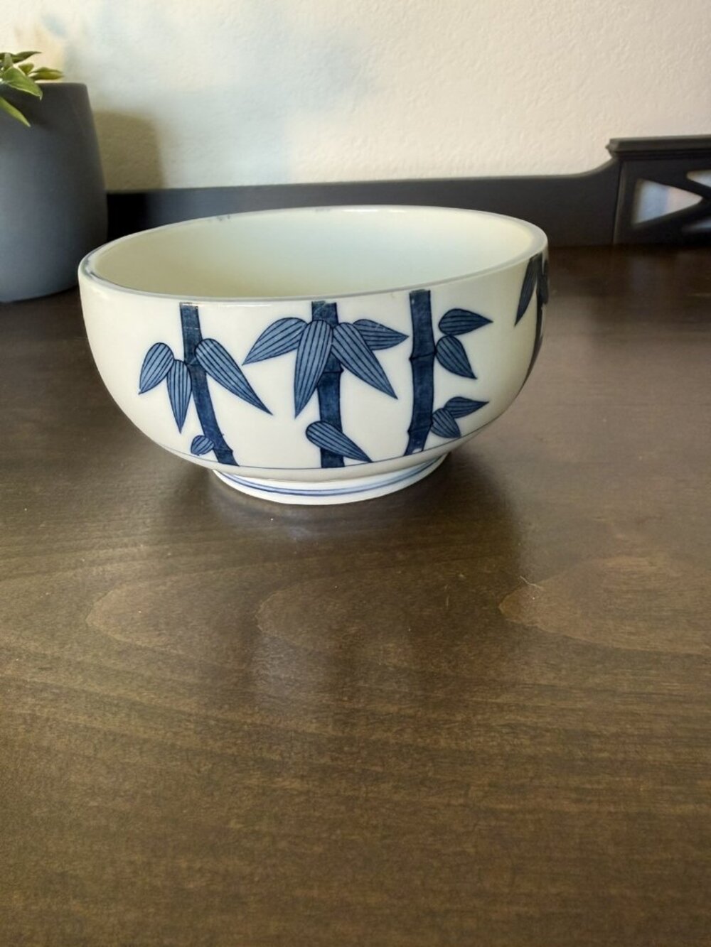 Vintage Blue White Bamboo Porcelain Bowl Asian Chinese Japanese Rice Bowl